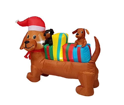 4 Foot Long Lighted Christmas Inflatable Three Dogs Puppies With Multicolor Gift Boxes Led Lights Outdoor Indoor Holiday Blow Up Lawn Inflatables Home Family Party Decor Yard Decoration #TOP2