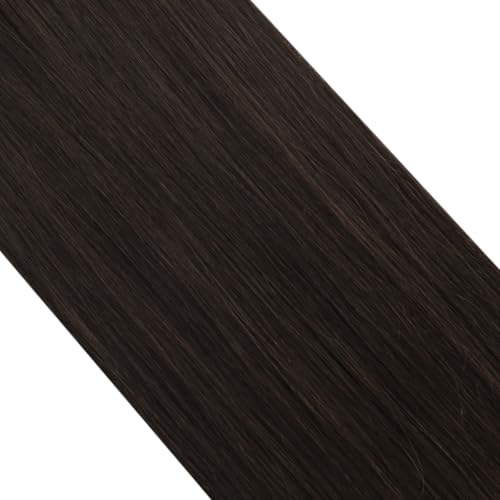 Image of Moresoo Microlink Hair Extensions, Feather Tip, Dark Brown, 24 Inch 40g | 40g 50 feather tips, invisible, espresso brunette tone, dramatic length, cold fusion extensions, lightweight volume