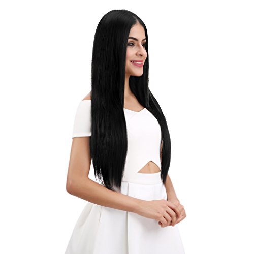 REECHO Multi-Length 20" 22" 24" Long Straight 4 PCS Set Thick Clip in on Hair Extensions Black Brown - Image 6