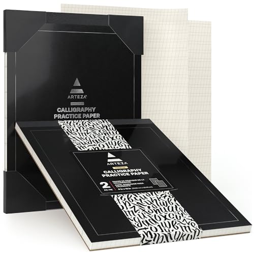 ARTEZA Calligraphy Paper Pad, 2-Pack &ndash; 9x12 Inch Pads with 50 Sheets, 130 GSM &ndash; Lined...