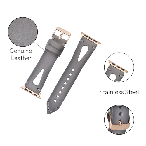 Image of Leather Bands Compatible with Apple Watch Band 40 mm 38 mm 41 mm 42 mm 44 mm 45 mm 46 mm 49 mm Band For Women Straps For Men Handmade Crazy Horse Full Grain Genuine Leather Strap for iWatch Series 11 10 9 8 7 6 SE 3 2 1 Ultra 3 2 1