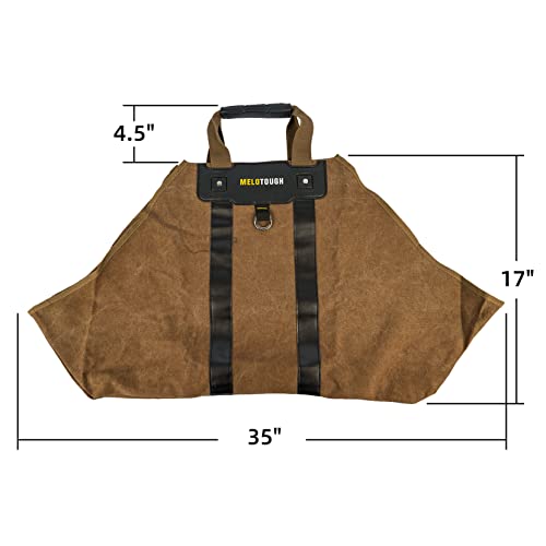 Melotough Canvas Firewood Log Carrier With Soft Silicone Handle,Amazoning Wood Holder With Security Strap For Carry Wood To Fireplace, Stove, Campfire Or Bonfire (Khaki) #TOP1