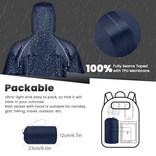Chaqueta impermeable con capucha y pantalón estanco SOPPY con bolsa azul M 5