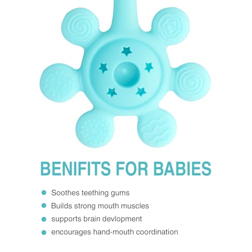 Image of Silicone Baby Teether & Rattle Toy - Soft & Safe for Infants, BPA-Free, Multi-Texture Design for Teething Relief & Early Development (Blue)