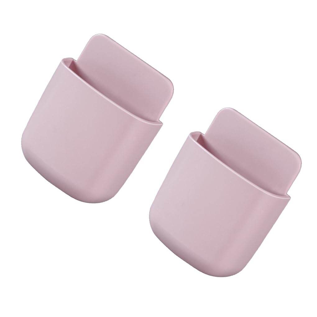 WOVEBIUS 2x Air Conditioning Remote Control Storage Box Organization Container Solid Color Phone Holder Organizer Holders Pink