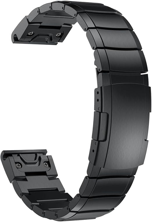 26mm Watch Straps Compatible with Garmin Instinct 3 50mm AMOLED/Instinct 3 Solar 50mm Strap, Metal Stainless Steel Wristband Replacement Business Band for Women Men