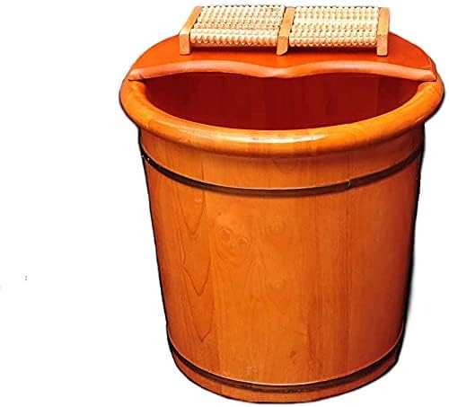 フットバッグ木製フットベイン フットバス盆地 スパ リムーバブルローラーフットマッサージ オークフィート デトックス トーネス 足首 ペディキュア フットタブ フットバスの木製のバケツの足スパ家庭で洗わるba 60 Off