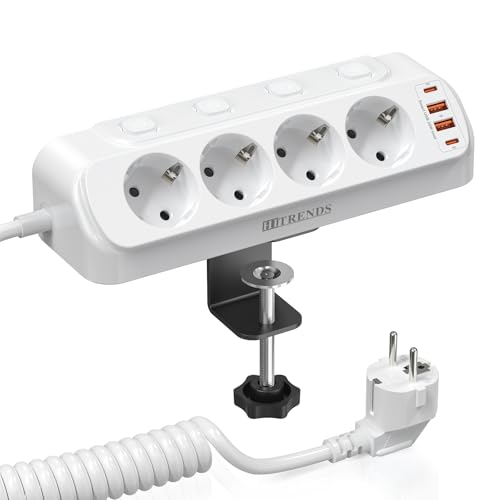 Toma de mesa de 4 veces con 2 USB C regleta de esquina con USB de enchufes escritorio interruptor