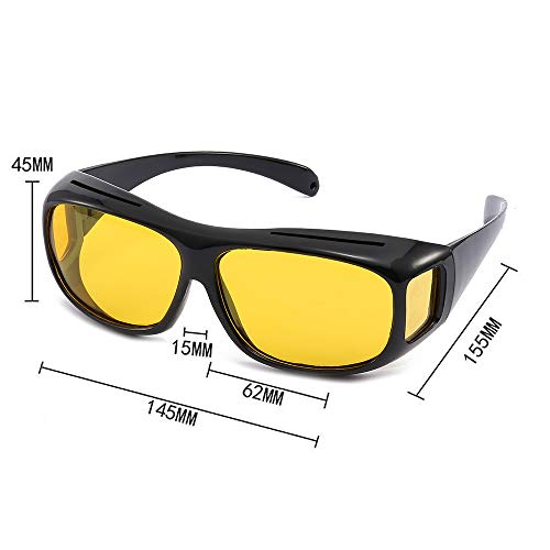 2Packs Unisex HD Day Night Driving UV400 Sunglasses Fit over Glasses Anti Glare2