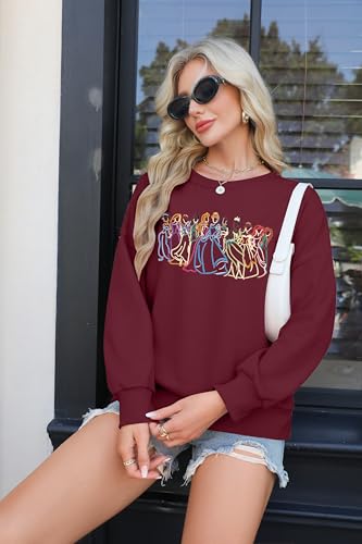 Image of BANGELY Fantastical Sweatshirt Women Cute Embroidered Fantastical Princess Sweater Family Vacation Shirt Long Sleeve Top