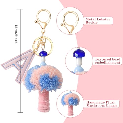 Yanmucy-Mushroom-Keychain-Accessories-Plush-Toys-Pom-Pom-Key-Ring-with-Cute-Handmade-Wristlet-Hand-Srap-for-Car-Keys-Backpack