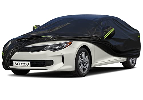 KouKou Car Cover Waterproof All Weather, 7 Layers Outdoor Car Covers for Automobiles Rain Snow UV Protection, Universal Fit Nissan Altima, Infiniti Q50,Kia Optima, Acura TLX ect.(Length 185-193 inch)