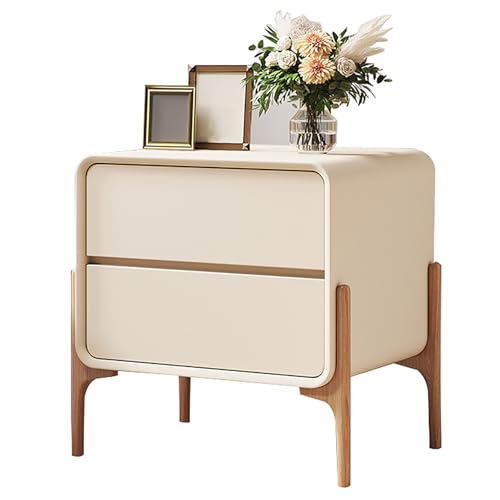 HJYBFA Mesita de Noche con 2 cajones, Patas Altas, Mesa Auxiliar para Sala de Estar, Dormitorio, Espacios pequeños (Blanco, 40 cm/15,7 Pulgadas)