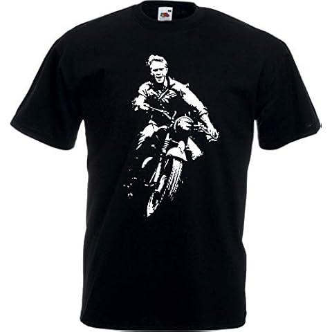 Steve McQueen The Great Escape T-Shirt Brit Film Men's Fashion T-Shirt Black Cover