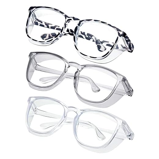 konqkin Safety glasses Goggles Nurses Protective Eyewear - Anti Fog Square Frame Stylish Clear Glasses for Women Men
