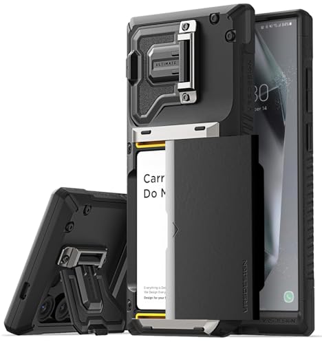 VRS DESIGN Damda Glide DuoGuard for Samsung Galaxy S24 Ultra Phone Case (2024) Premium Sturdy Fully Covered Camera Lens Protection Cover Card Holder Wallet Case (Matte Black)
