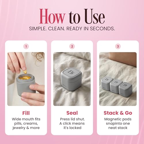 Benevia Magnetic Travel Containers set for Toiletries | Leak-Proof & TSA Approved Carry On Travel Essentials for Women Men | 3 Capsules for Shampoo, Body Wash & Lotion (Purple) by Benevía - Image 4
