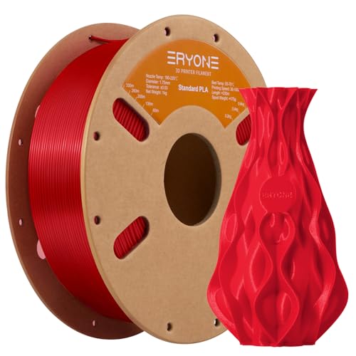 Image of ERYONE PLA Filament 3D Printer PLA Filament 1.75mm + /- 0.03mm, PLA Filament 1KG Cardboard Spool(2.2LBS), China Red