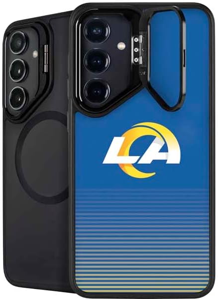 Skinit Kickstand Phone Case Compatible with Galaxy S25 Plus - Officially Licensed NFL Los Angeles Rams Black & White Design