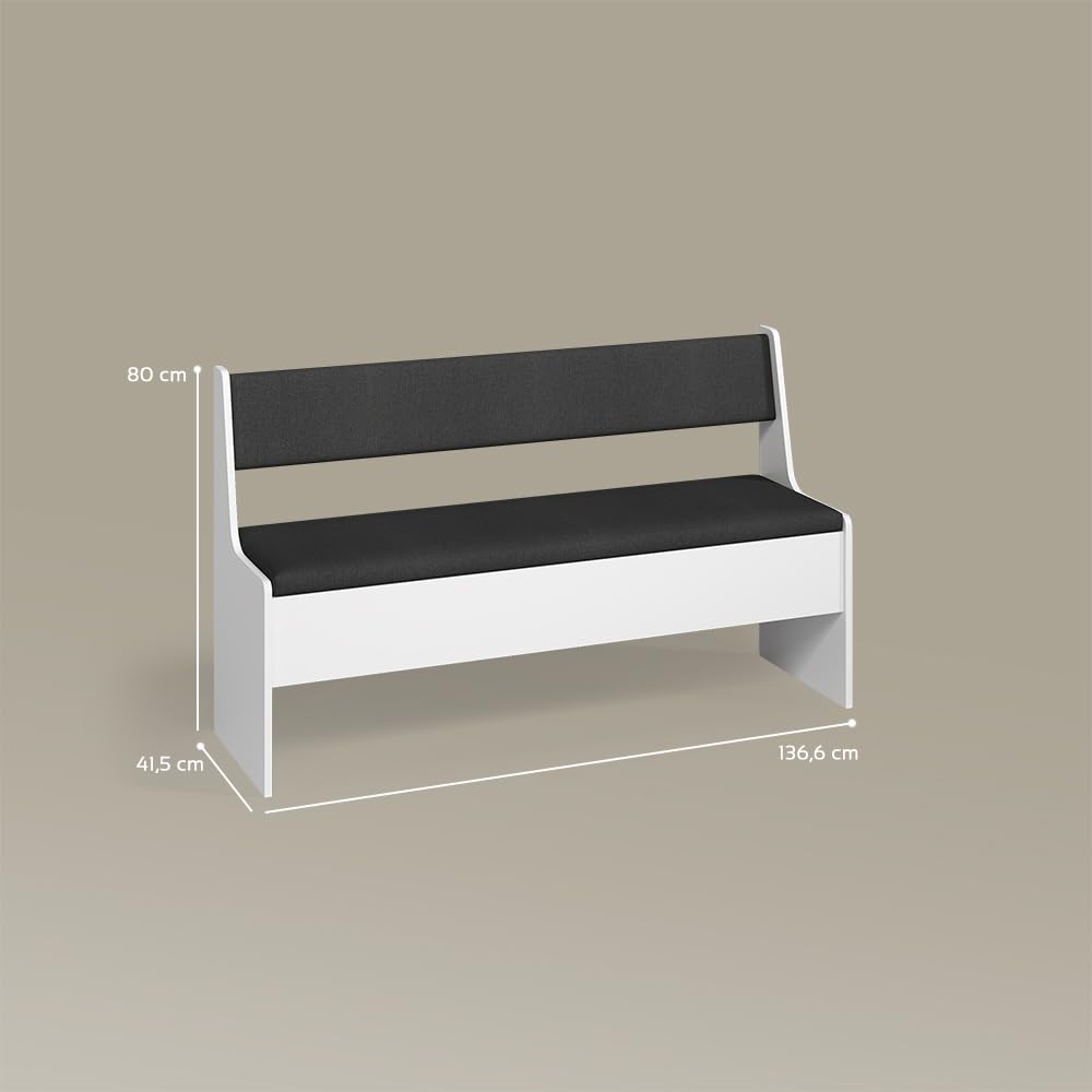 Livinity Panca ad angolo Tiberio, Bianco, 41.5 x 136.6 cm