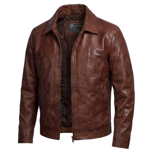 Men's Lambskin Leather Jacket - Vintage Brown, XX-Large