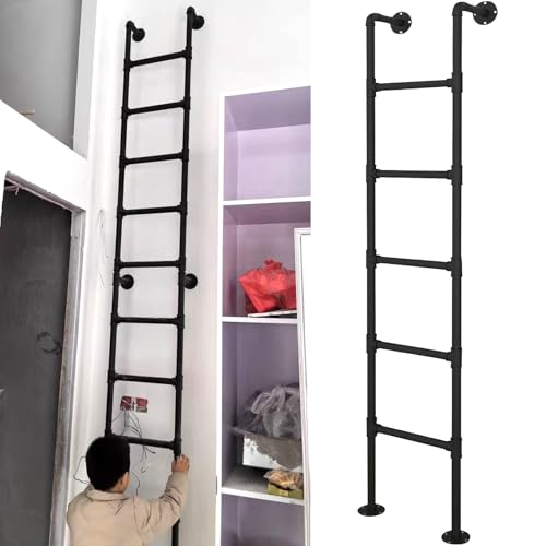 Escalera de hierro forjado resistente con diseño recto para dormitorio y loft 2
