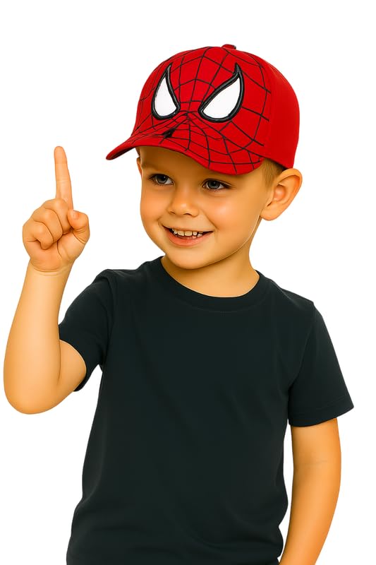 Krystle Superhero Spider Print Cap for Kids – Red Edition (3-6 Years) - Image 2 thumbnail
