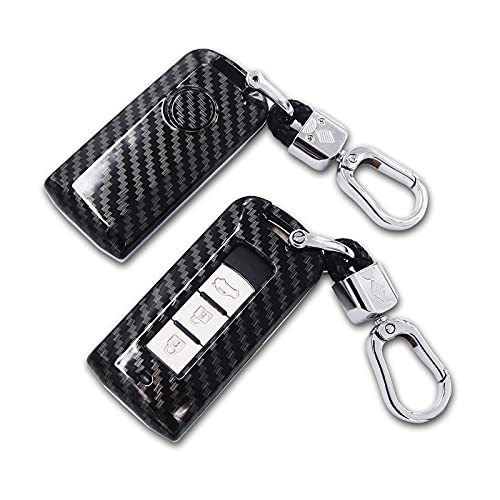 Étui clé Mitsubishi carbone noir indispensable pour éviter l'usure des boutons