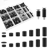 Aifeier ET 1200 Pcs Electrical Outlet Spacers for M3 M4 Screws, Nylon Black Round Spacer Hardware Without Threaded, Plastic Standoff Nut Assortment Kit for Electrical Switch & Receptacle Screws