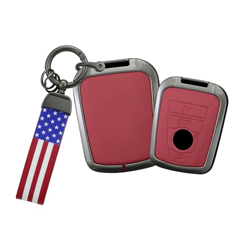 Coque de clé pour BMW I3 I8 rouge rigide avec motif drapeau américain 4 boutons 2014-2024