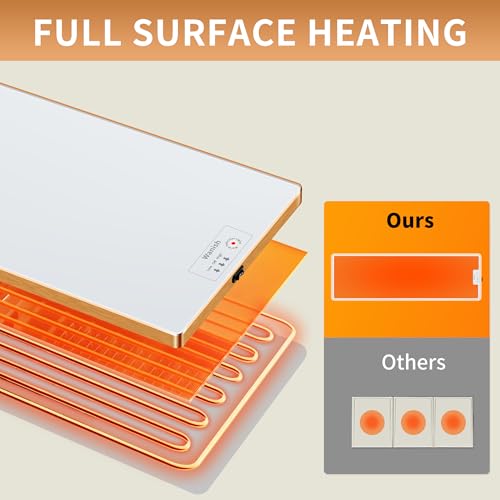 Image of Electric Warming Tray,Extralong 59 inchx12 inch,Tempered Glass Warming Mat for Food | Keep Food Warm,Food Warmers For Parties Buffet Daily Gatherings,Temperature Adjustable,With Thermostat,Full Surface Heating
