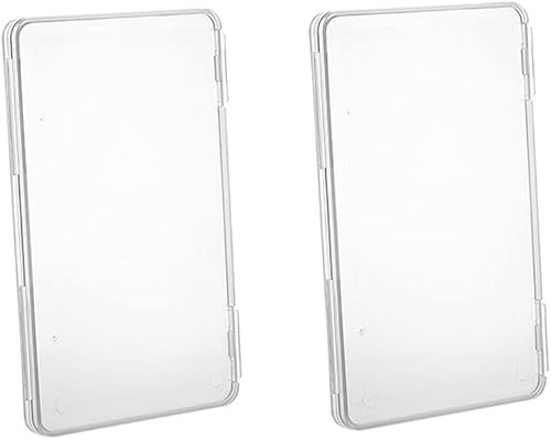 esowemsn 2 contenedores rectangulares de plástico transparente con tapa con bisagras, mejor para tarjetas, accesorios, manualidades, monedas,