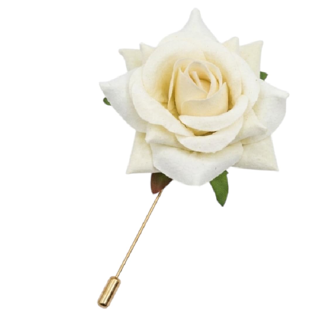 FashMade Off white Handmade Fabric Rose Lapel Pin Men Suit Boutonniere Flower Wedding Brooch Badge-image-25