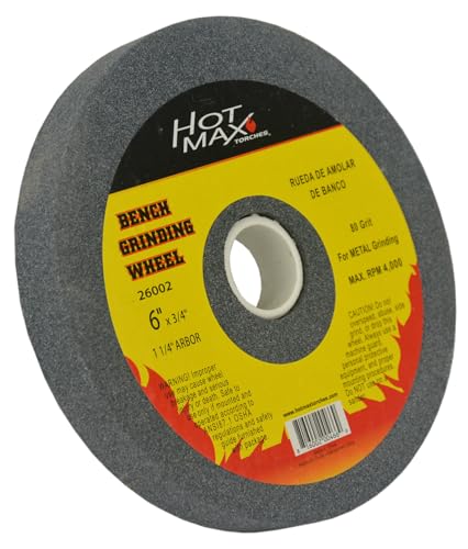 Hot Max 26002 6-Inch by 3/4-Inch by 1-Inch Arbor Bench Grinding Wheel, 80 Grit
