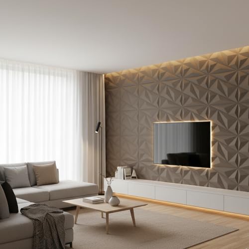 Image of Kayra Decor 3D PVC Wall Panel Alps Design, Mega Graige Color 19.7 inch x 19.7 inch (Pack of 18) - Covers 48.51 Sq. Ft.