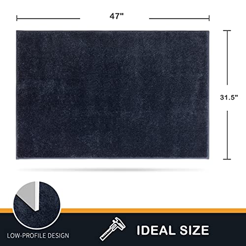 PURRUGS Dirt Trapping Door Mat 31.5" x 47", Non-Slip Machine Washable Entry Rug, Shoe Scraper, Dog Doormat, Super Absorbent Welcome Mat for Front & Back Door, Muddy Shoes & Paws, Navy Blue