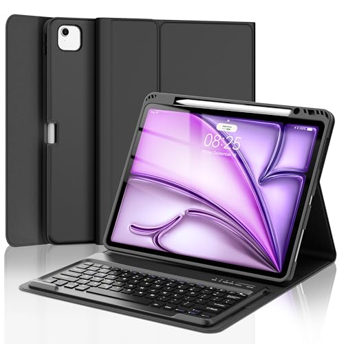 D DINGRICH Keyboard Case for iPad Air 13 inch (M2) 2024, Smart Folio Cover with Pencil Holder, Rechargeable, Magnetic Wireless Keyboard for iPad Air 13”, Only Compatible with Model A2898/A2899/A2900