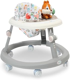 مشاية للاطفال مع ارتفاع قابل للتعديل وقابلة للطي مع العاب موسيقية، لعمر 6-18 شهر (رمادي)