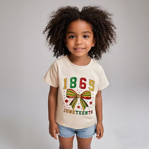 Image of Kids Juneteenth T-Shirt for Toddler Boys Girls Coquette Bow 1865 Black History Celebrate American African Freedom Top