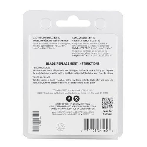 CONAIRPROPET Dog Clippers for Grooming Replacement Blade, Size 10, Fits Most Detachable Grooming Clippers CONAIRPROPET Dog Clippers for Grooming Replacement Blade, Size 10, Fits Most Detachable Grooming Clippers