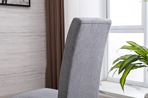 Gotminsi Upholstered Dining Chairs Padded Parson Chair With Silver Nails And Solid Wood Legs Set Of 4 (Gray) #TOP3