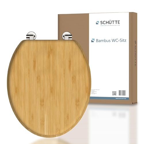 SCHÜTTE WC-Sitz BAMBOO ohne Absenkautomatik aus Bambus nachhaltiger Toilettendeckel mit 175kg Belastbarkeit Toilettensitz mit Brille Klodeckel für WC Holz Klobrille