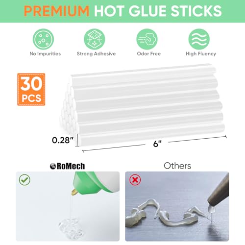 Image of ROMECH Cordless Hot Glue Gun, Auto Dispensing Craft Glue Gun with 30 Pcs Glue Sticks, 3Ah Type-C Rechargeable Glue Gun Kit with Storage Case (Light Green)