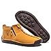 FLYLAND Men's Casual Leather Handmade Fashion Sneakers Ankle Chukka Boots Lightweight Mid-top Dress Shoes Walking Driving Shoes Golden 10.5