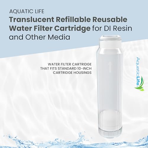 Image of AQUATICLIFE 10 inch x 2.5 inch Translucent Refillable Reusable Water Filter Cartridge for DI Resin and Other Media (Pack of 2)