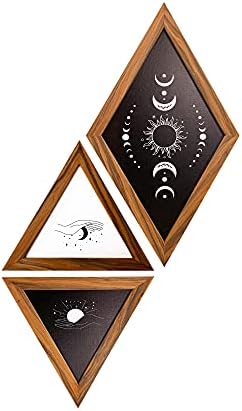 Mid Century Modern Decor Framed Wall Art for Bedroom, Minimalist Boho Wall Decorations for Living Room,Set Of 3 Black and White Sun and Moon Wall Decor, Abstract Boho aesthetic wall decor (black)