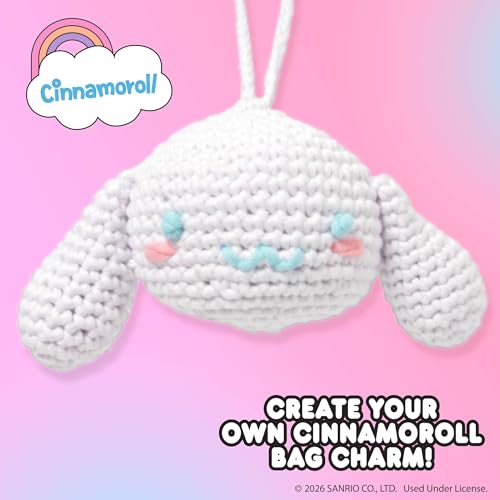 Image of Hello Kitty and Friends Crochet Kit - Cinnamoroll Bag Charm, Sanrio Crochet Kit for Beginners with Yarn, Starter Hooks, Step-by-Step Tutorials, DIY Craft, Great Teen Gifts