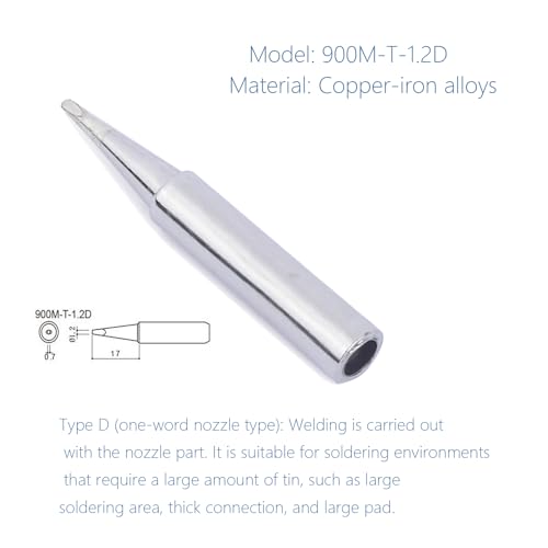 Miniatura 3 de Puntas De Soldador, Punta De Soldadura De 900m Reemplazo, Kit De Aleaciones Punta De Soldadura De Soldadura Para Weller, Hakko, Etc. 5pcs 900m-T-1.2d