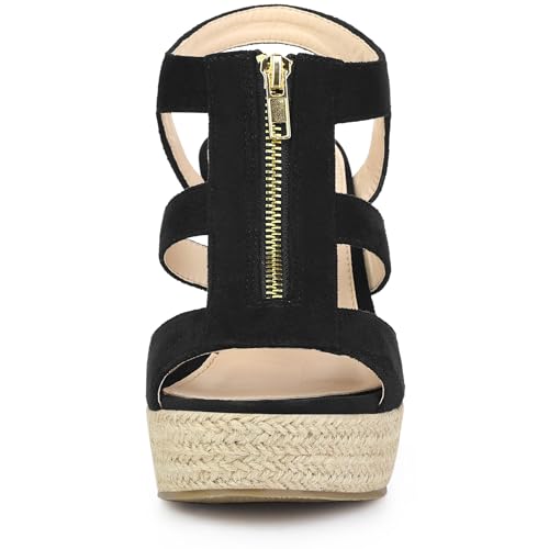 Allegra K Women's Wedges Zipper Sandals Platform Wedges Heels Sandals2