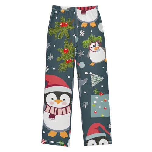 ZZXXB Penguin Pine Branches Boys Long Pants Soft Trousers Elastic Waist Kids Lounge Bottoms with Pockets S-XL